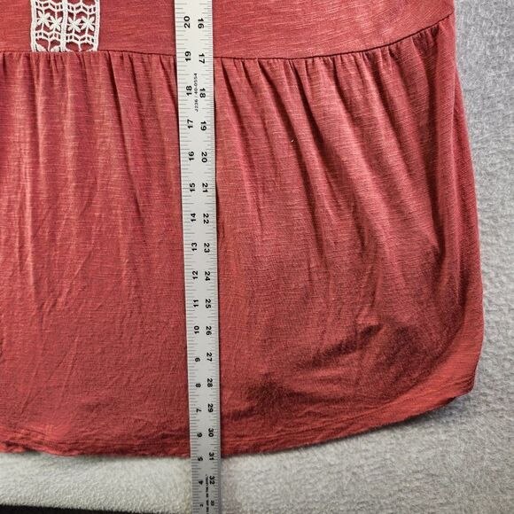 Amaryllis Top Womens 1X Brown Babydoll Boho Embroidered Rayon Stretch Flowy - Picture 11 of 14